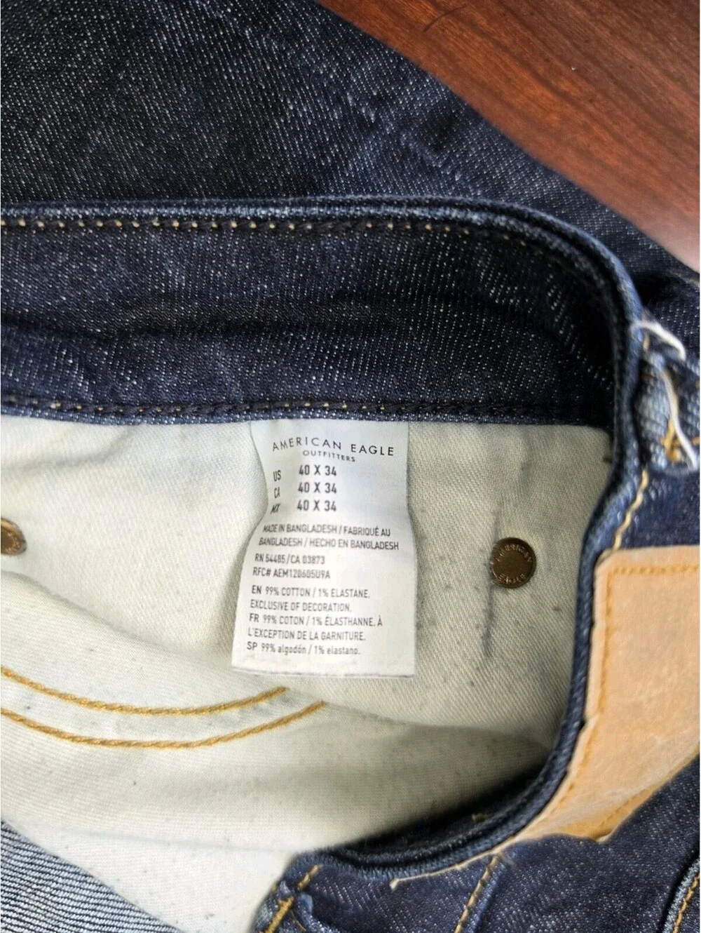 American Eagle SZ 40x34 Dark Wash Airflex Slim Stretch Denim Jeans Clean Casual